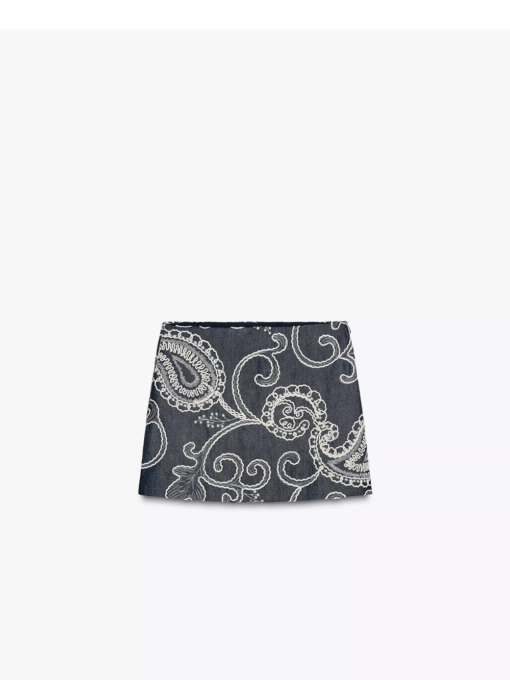 Zara Embroidered Paisley Mini skort and vest in blue size small